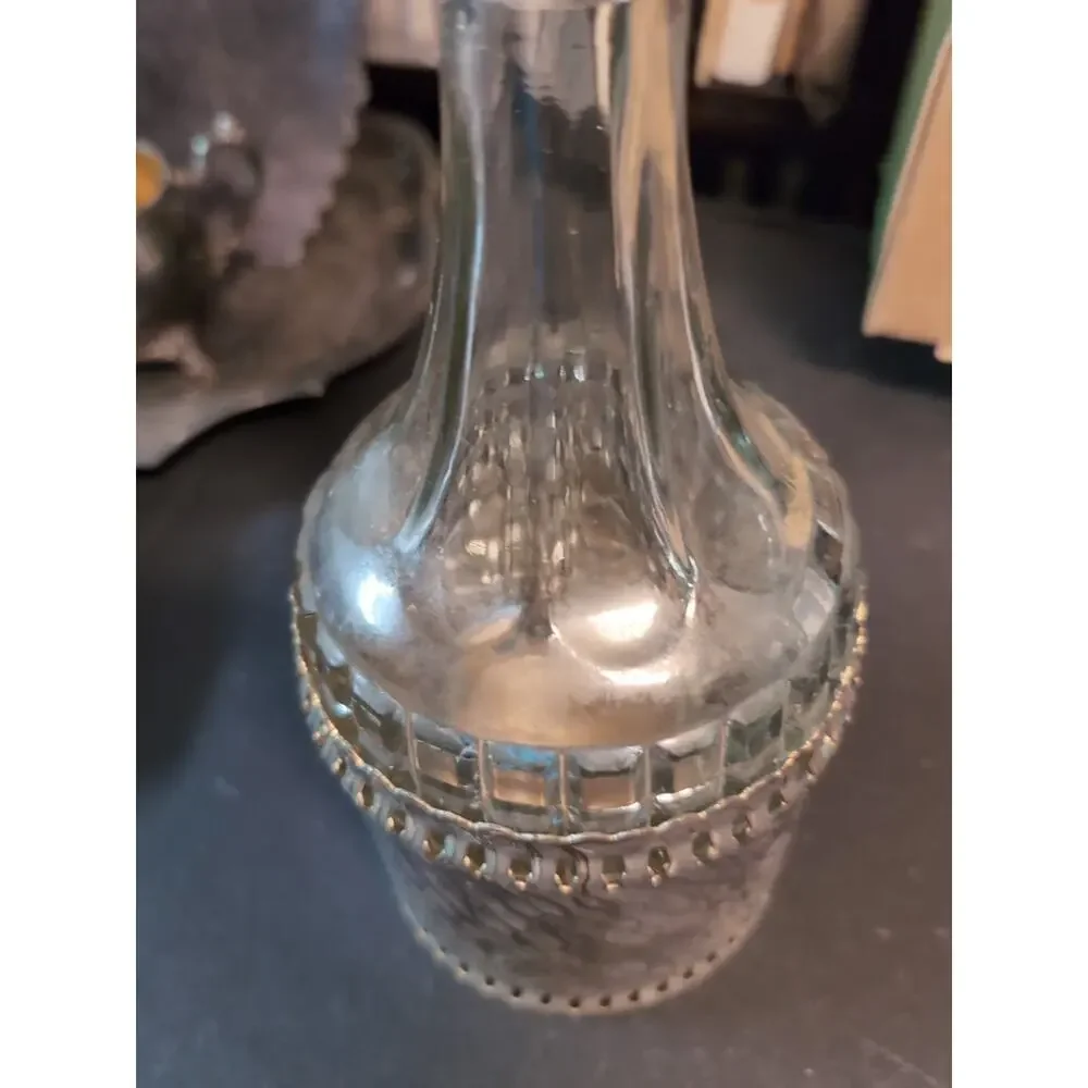 Gales of Sheffield England Vintage Silver Plate Crystal Glass Decanter Bottle